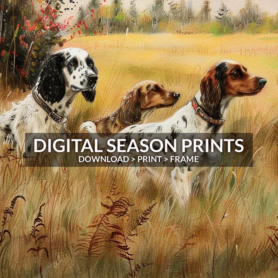 Three English Setters in a Golden Autumn Field Hunting Dogs Poster - Image 2