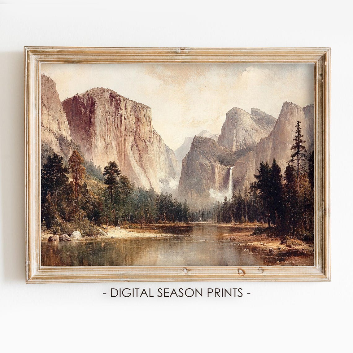 Yosemite Valley Granite Cliffs Waterfall Lake Autumn Vintage Poster