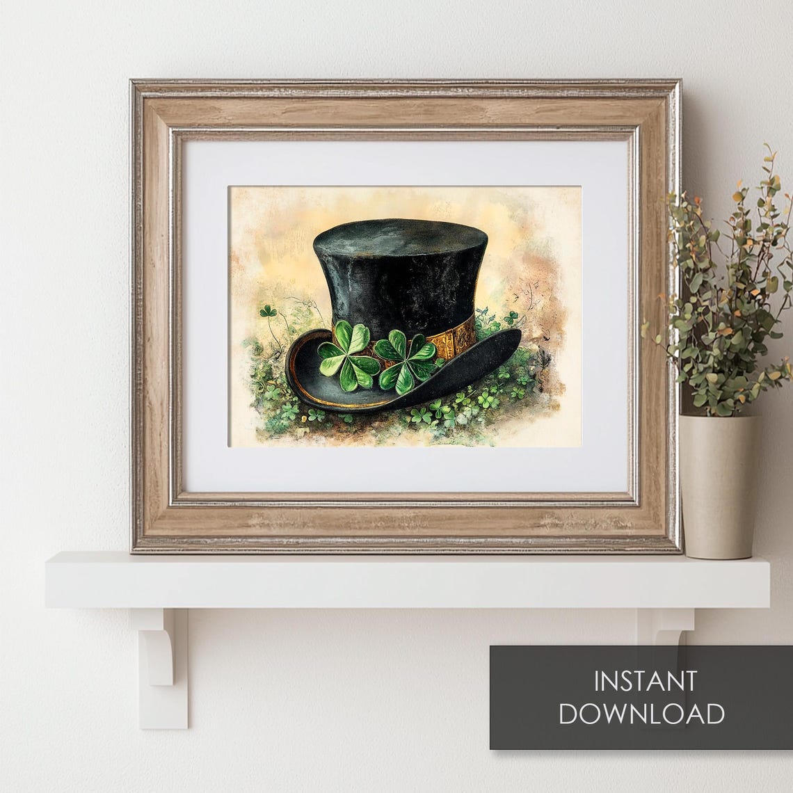 Vintage Black Top Hat Shamrocks St Patricks Day Lucky Poster - Image 6