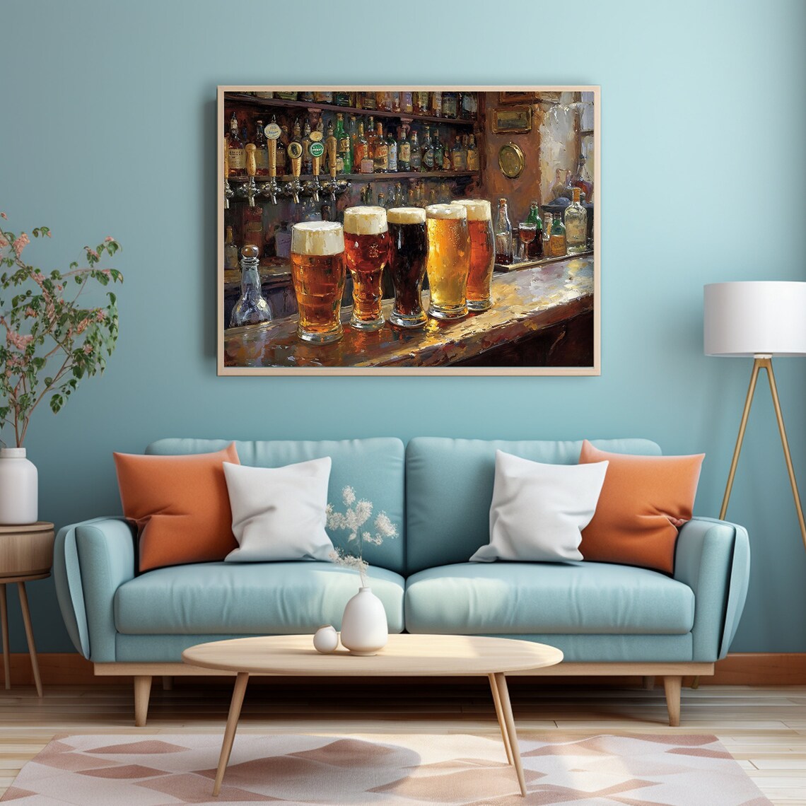 Irish Pub Bar with Five Pints of Beer St Patricks Day Painting Poster - Image 4