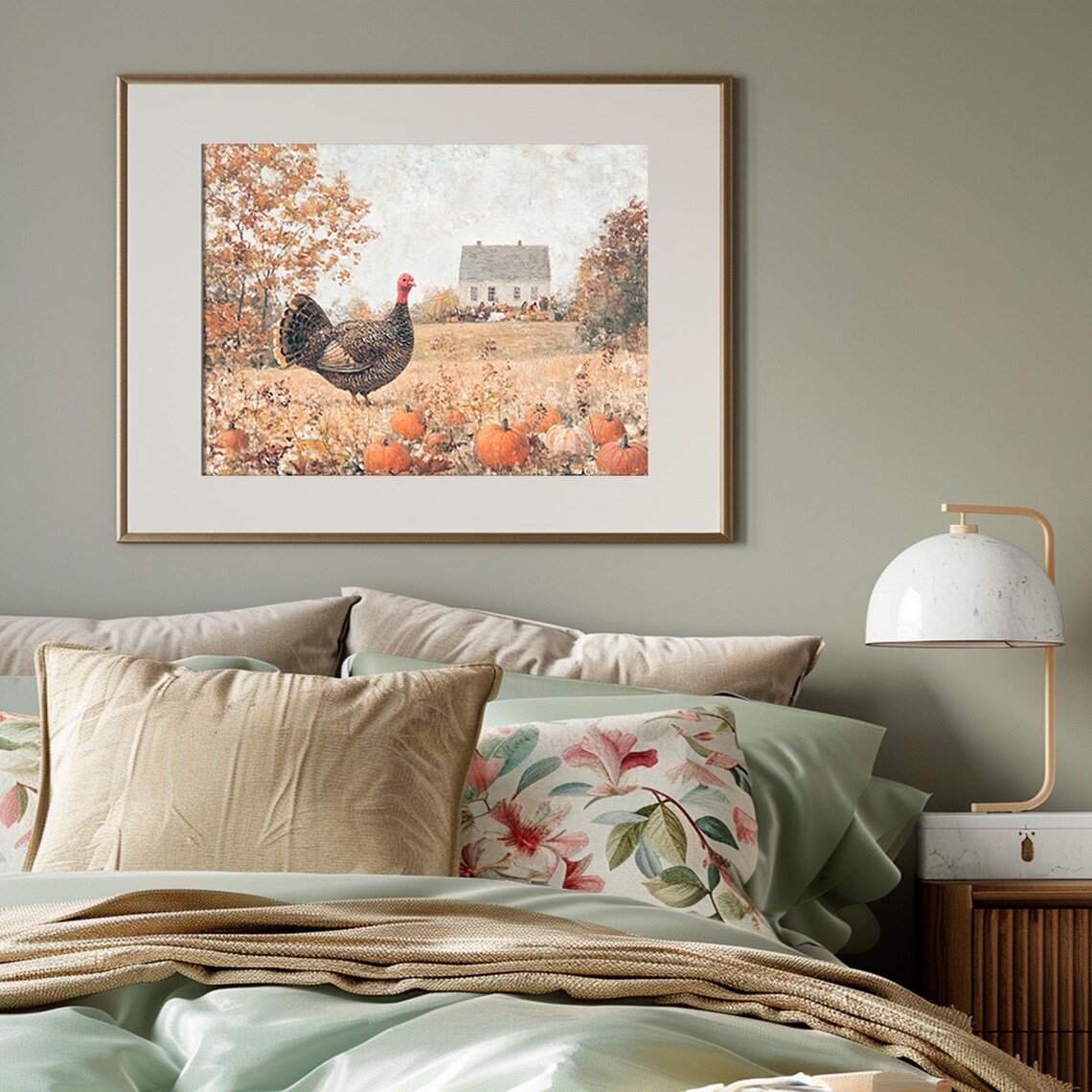 Turkey Print, Farmhouse Autumn Cottage Landscape - Image 4