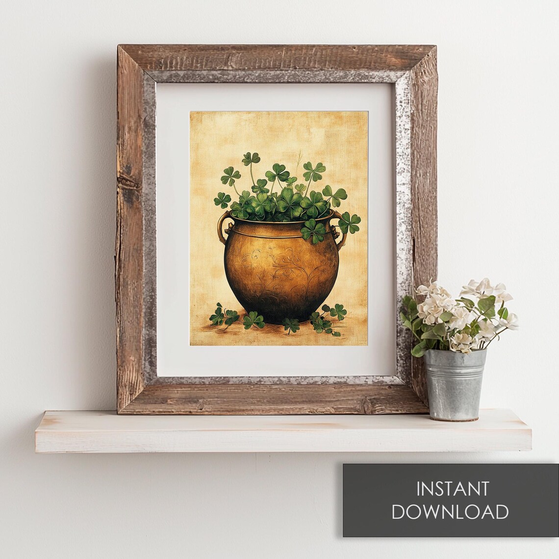 Pot Of Gold Filled With Shamrocks St Patricks Day Luck Poster - Image 4