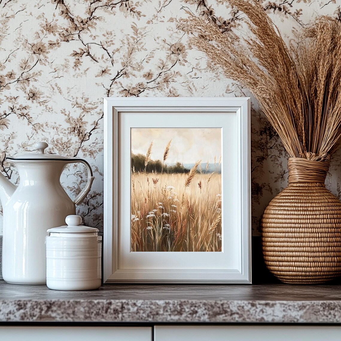 Golden Wheat Field Wildflowers Tall Grass Rustic Country Meadow Poster - Image 4