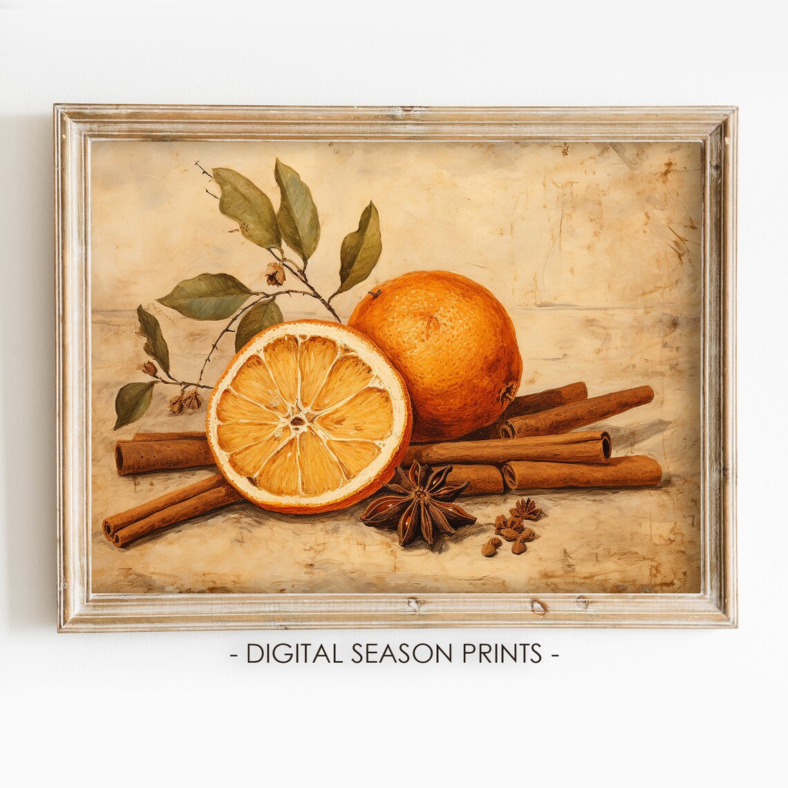 Dried Orange Cinnamon Sticks Star Anise Vintage Still Life Poster