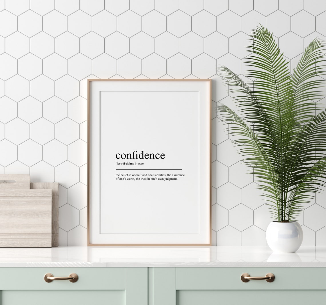 Confidence Definition Print Self Esteem Motivation Inspirational Posters Minimalist Wall Art Instant - Image 2
