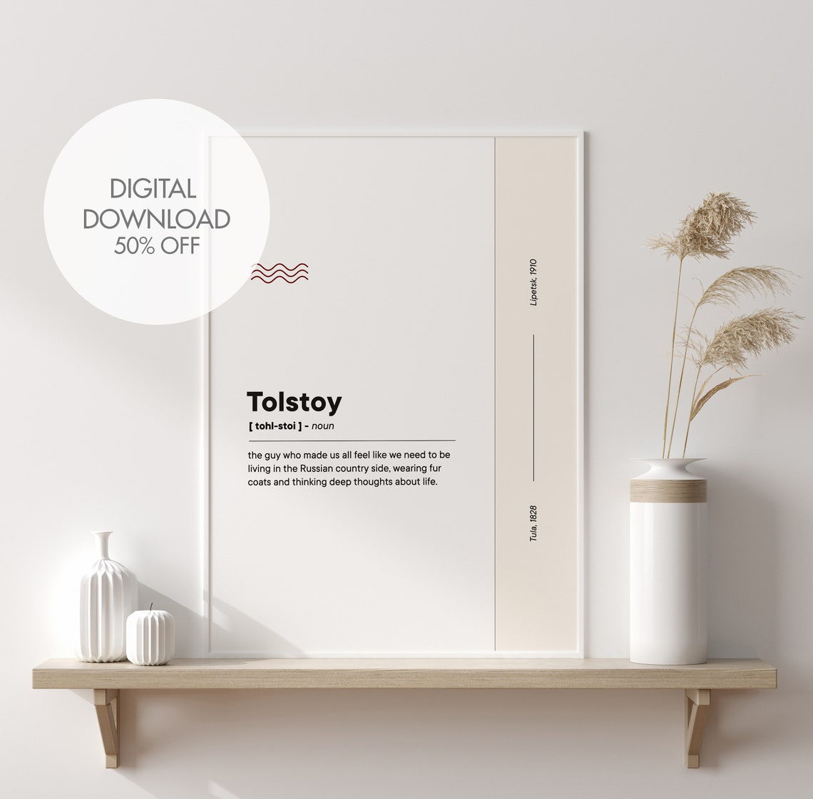 Tolstoy Funny Dictionary Definition Humorous Literature Decor Poster