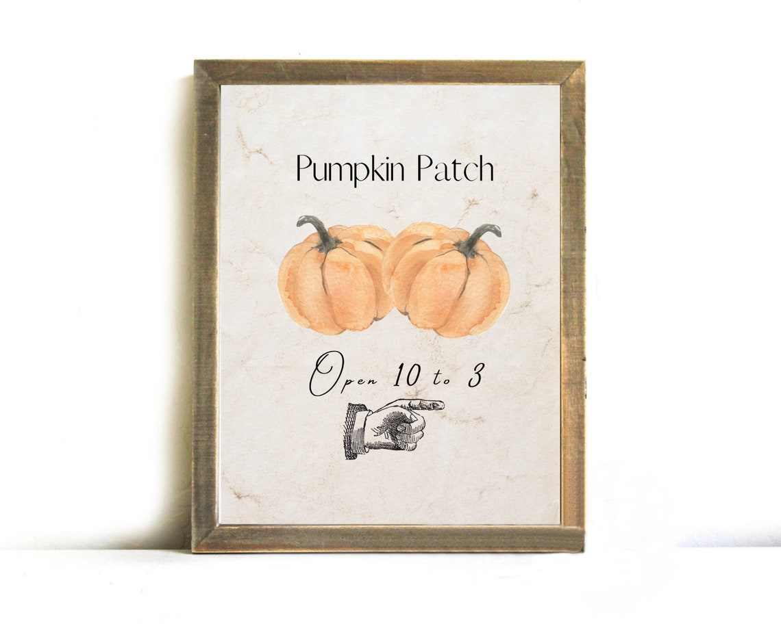 Pumpkin Patch Open 10 To 3 Watercolor Fall Farm Stand Sign Poster - Image 2