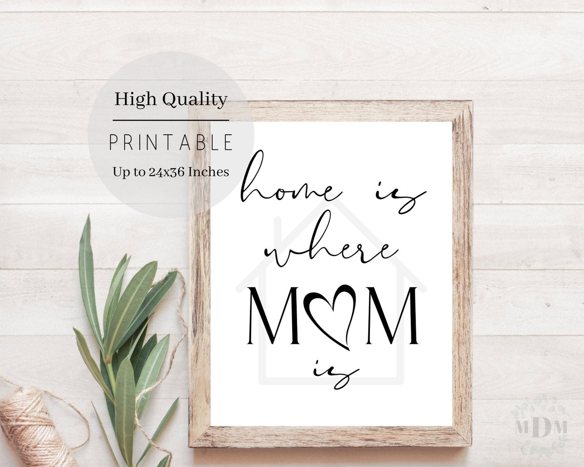 Home Is Where Mom Is Script Quote Mothers Day Gift Wall Art Print - Image 2