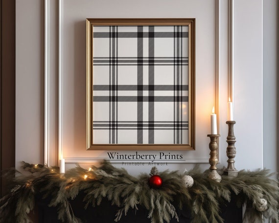Christmas Plaid Tartan Art Print, Farmhouse Decor