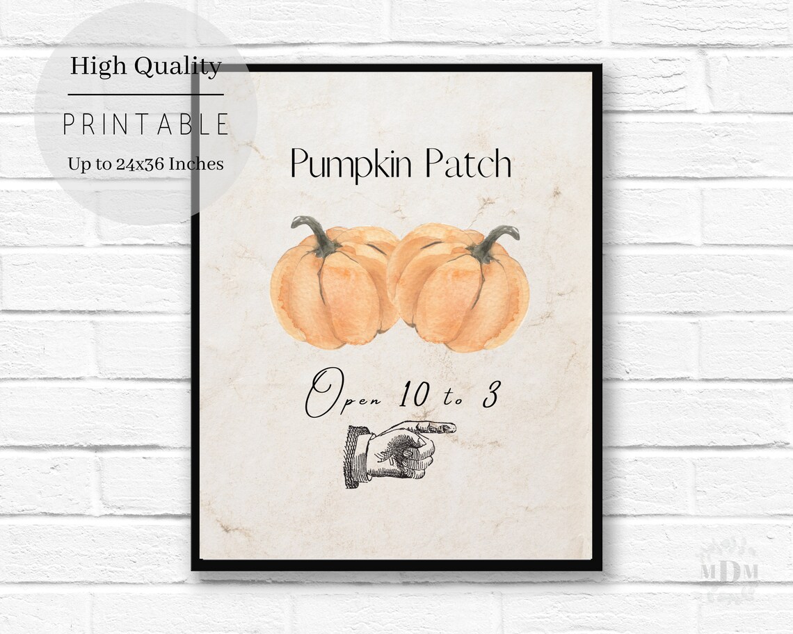 Pumpkin Patch Open 10 To 3 Watercolor Fall Farm Stand Sign Poster - Image 5
