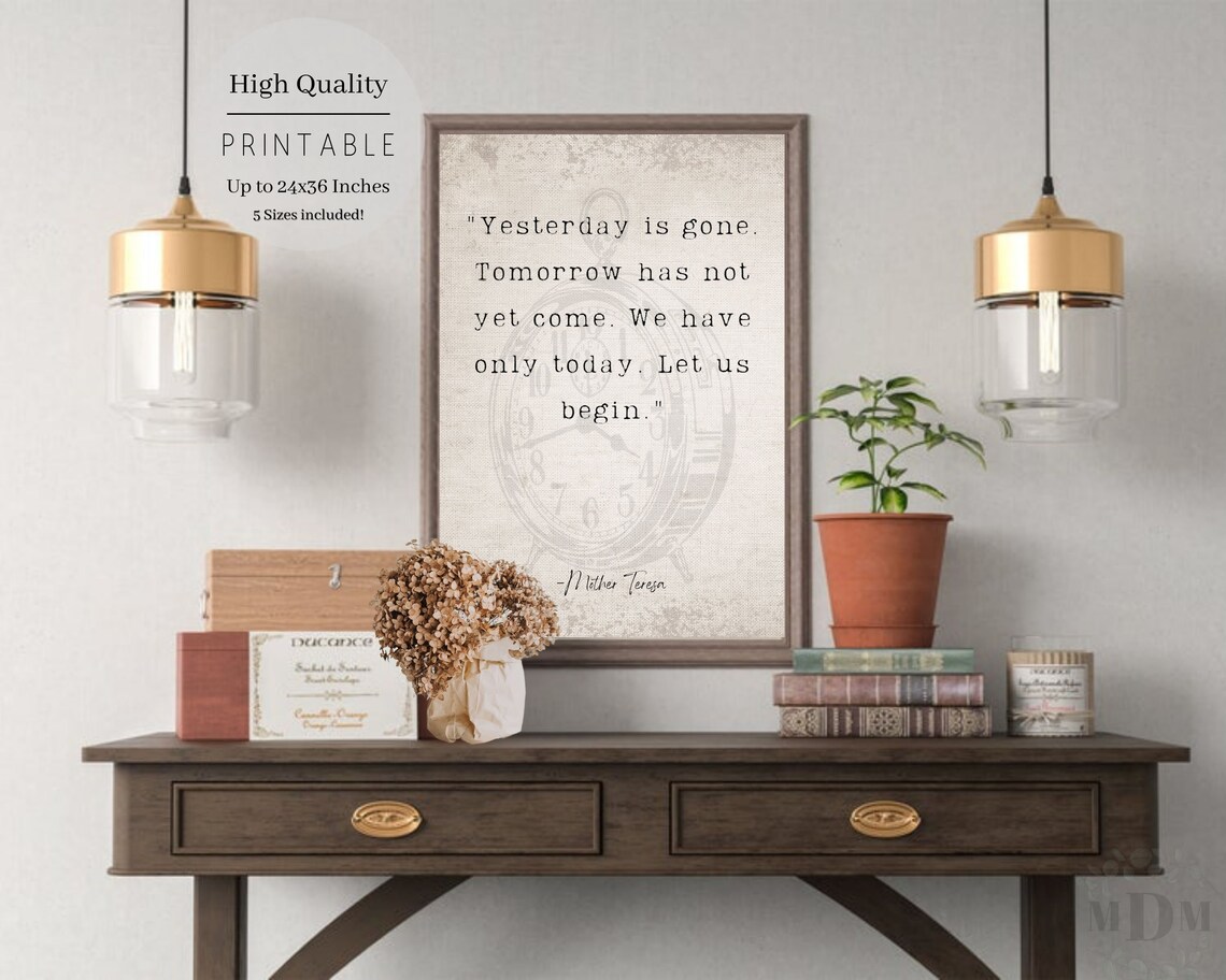 Mother Teresa Yesterday Is Gone Inspirational Quote Printable Wall Art - Image 2