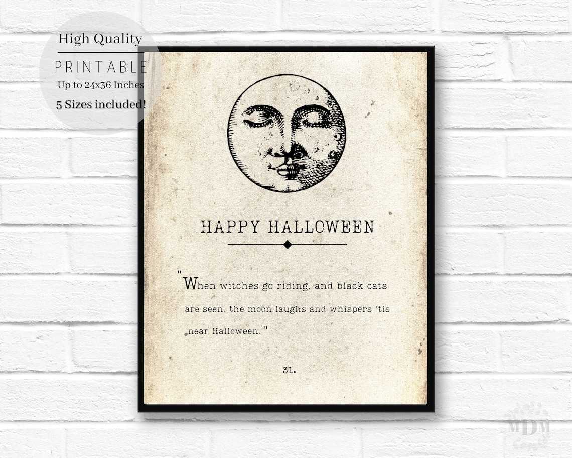 Happy Halloween Book Page Poster, Antique Style - Image 4