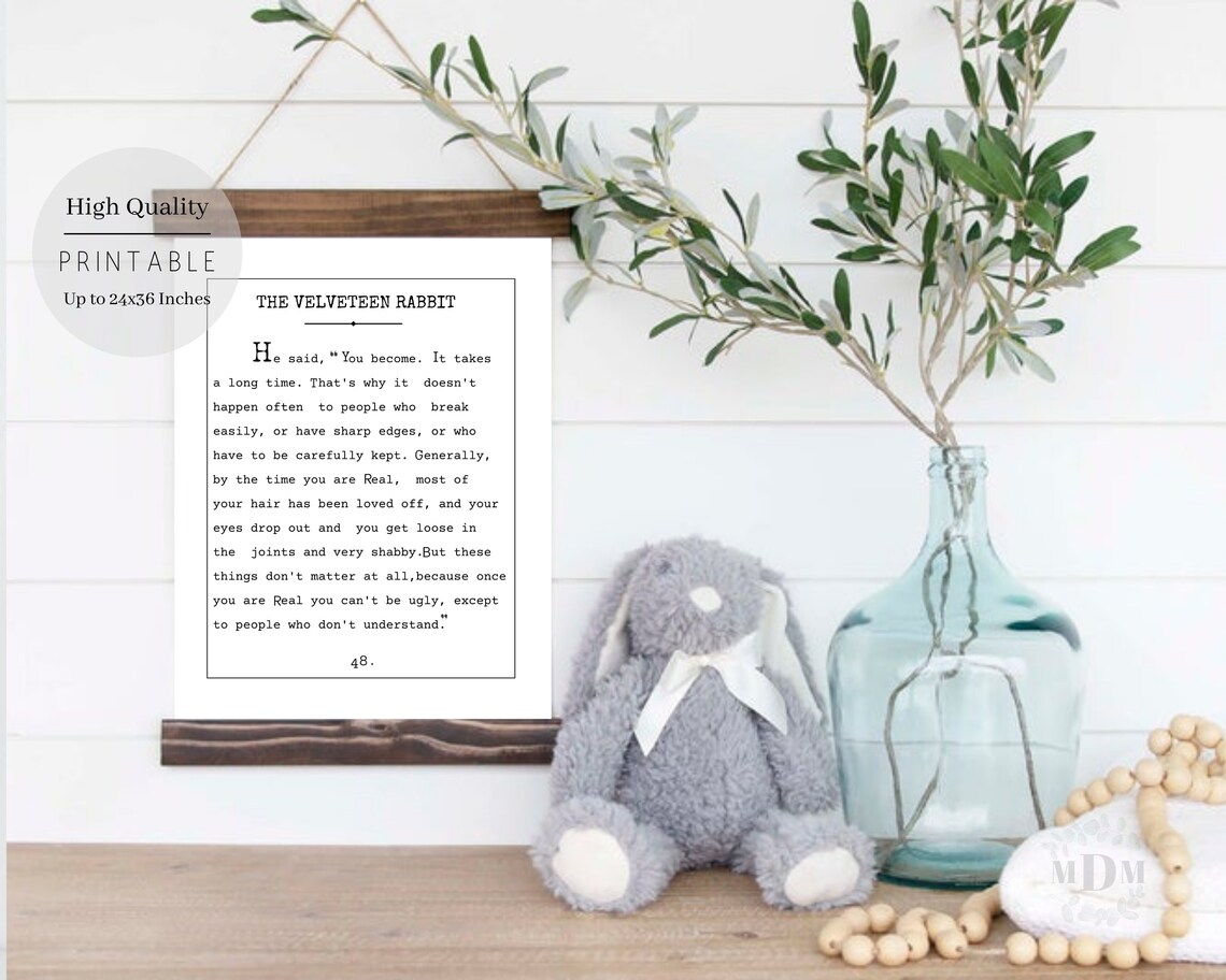 The Velveteen Rabbit Book Quote Typewriter Nursery Inspirational Wall Art - Image 4