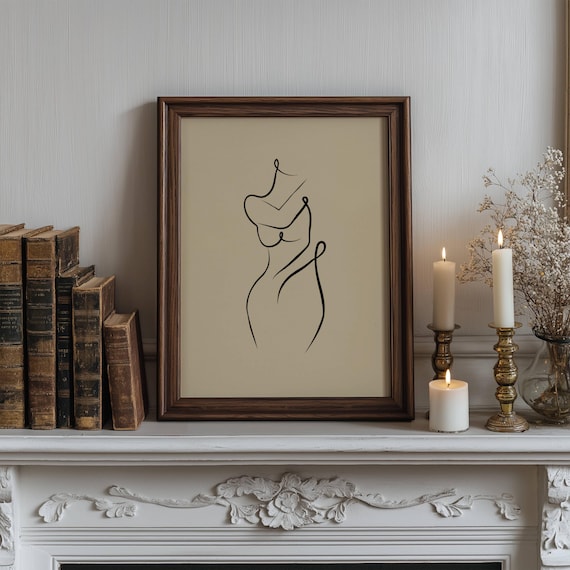 Feminine Silhouette Continuous Line Art Modern Beauty Poster