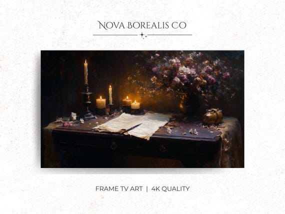 Vintage Writing Desk Frame Tv Art Antique Parchment Scene For Rustic Candlelit Decor Moody Wall 17
