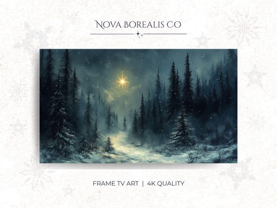 Misty Forest Path Frame Tv Art Moody Pine Tree Wall Decor Atmospheric Spooky Winter Landscape 65