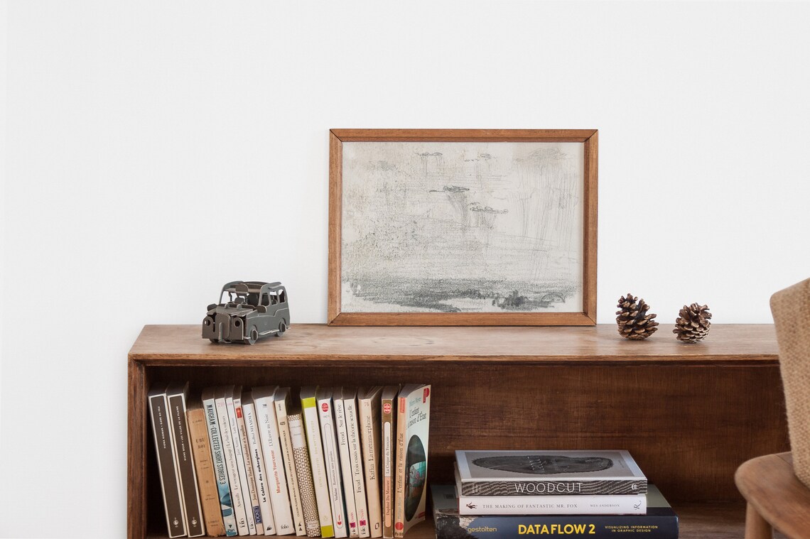 Minimalist Landscape Sketch Art Print, Vintage Farmhouse - Image 2
