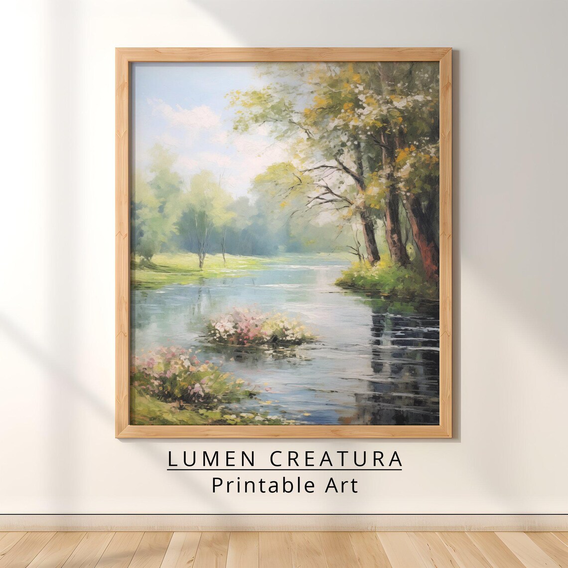 River Landscape Painting, Vintage Art Print - Image 2