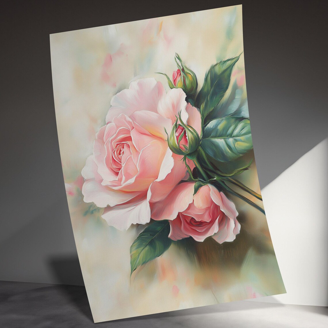 Spring Rose Flower Painting, Muted Vintage Botanical Art - Image 4