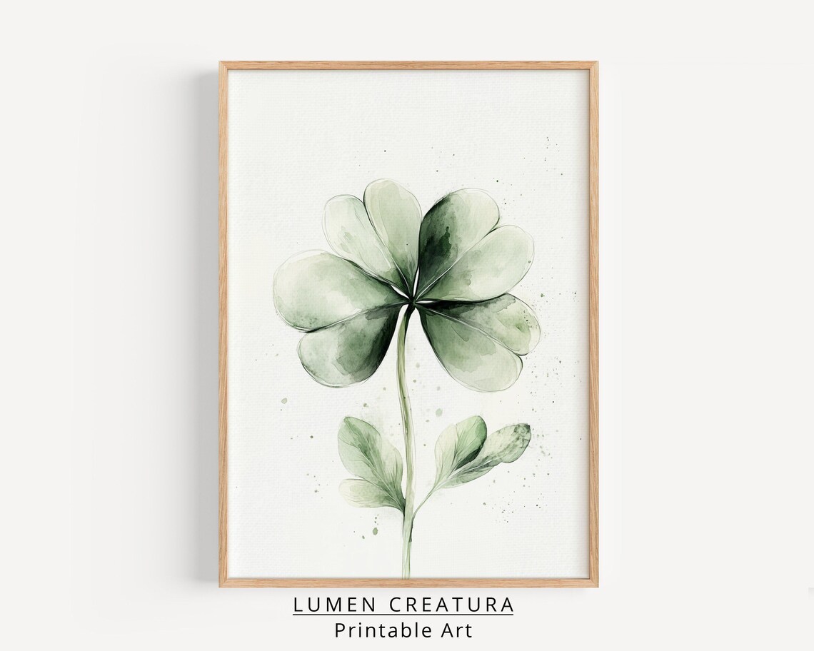 Spring Watercolor Shamrock Botanical Painting - Image 3