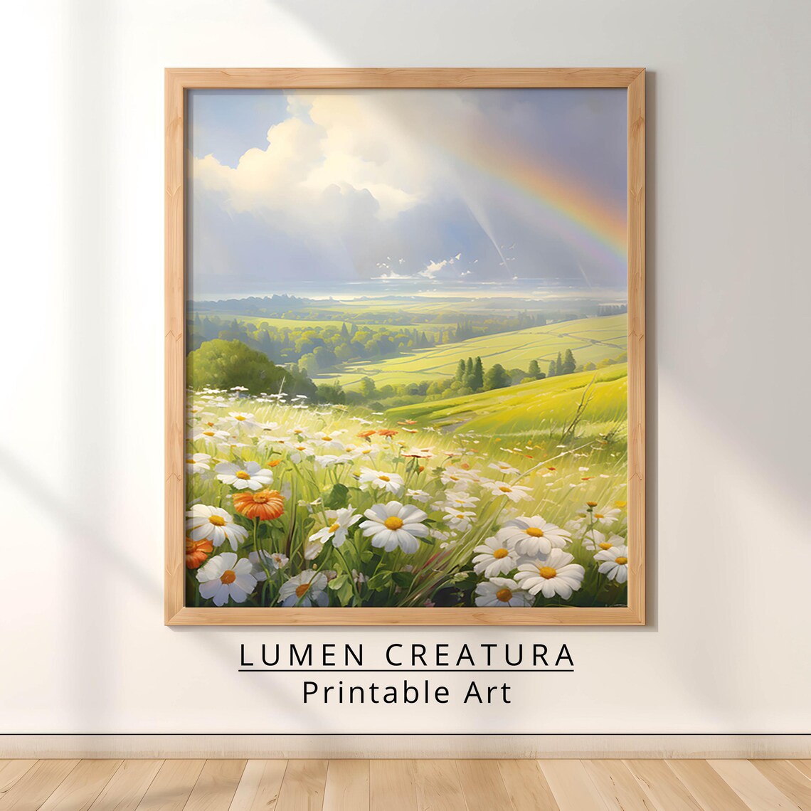 Rainbow Landscape, Country Farmhouse Oil Painting
