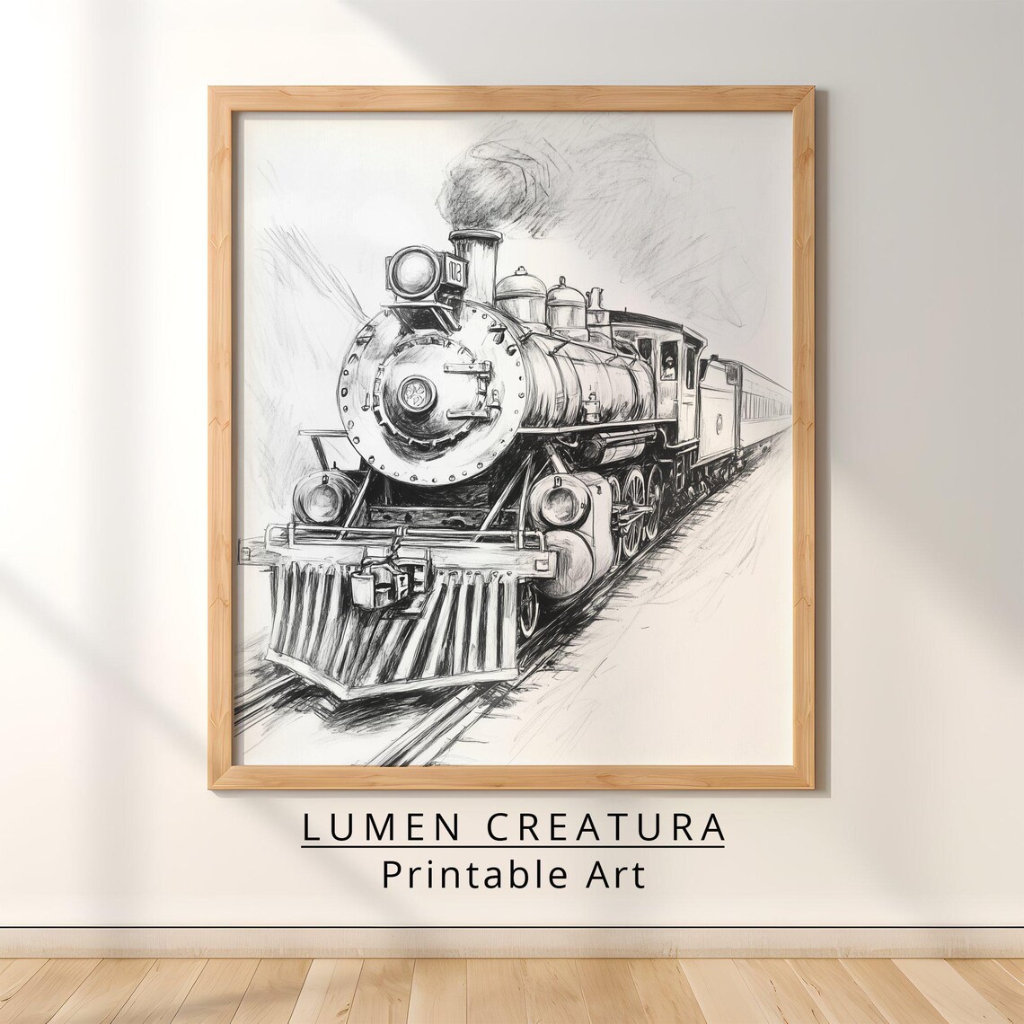 Old Trains Sketch, Vintage Western Horse Art