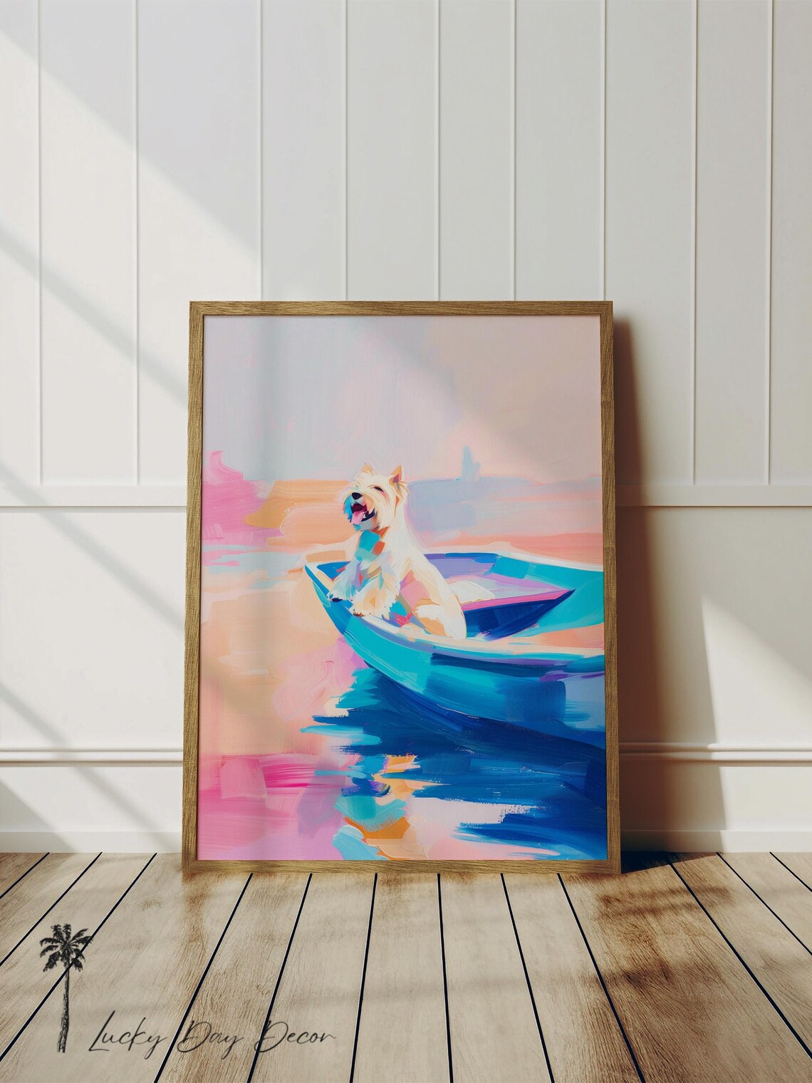 West Highland White Terrier Painting, Coastal Beach Dog Art Print