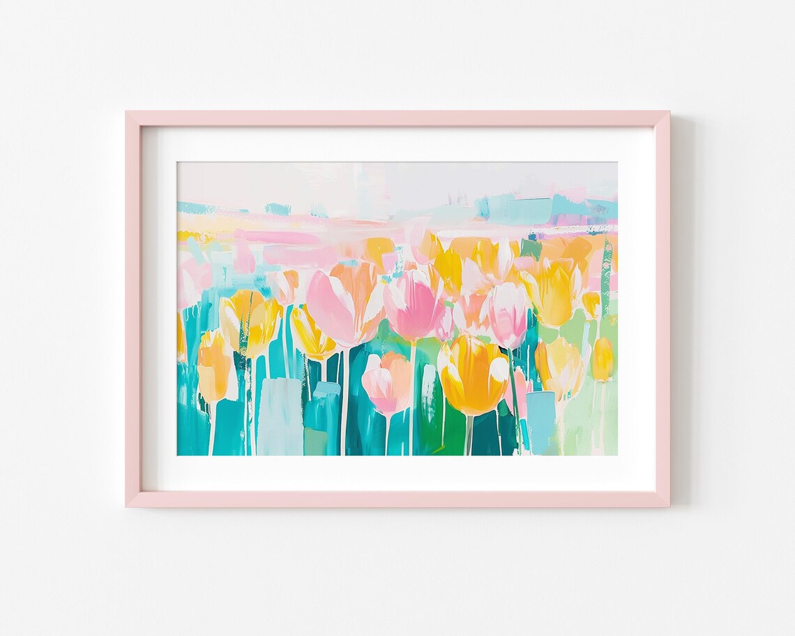 Colorful Flowering Tulips Abstract Spring Flower Art Print