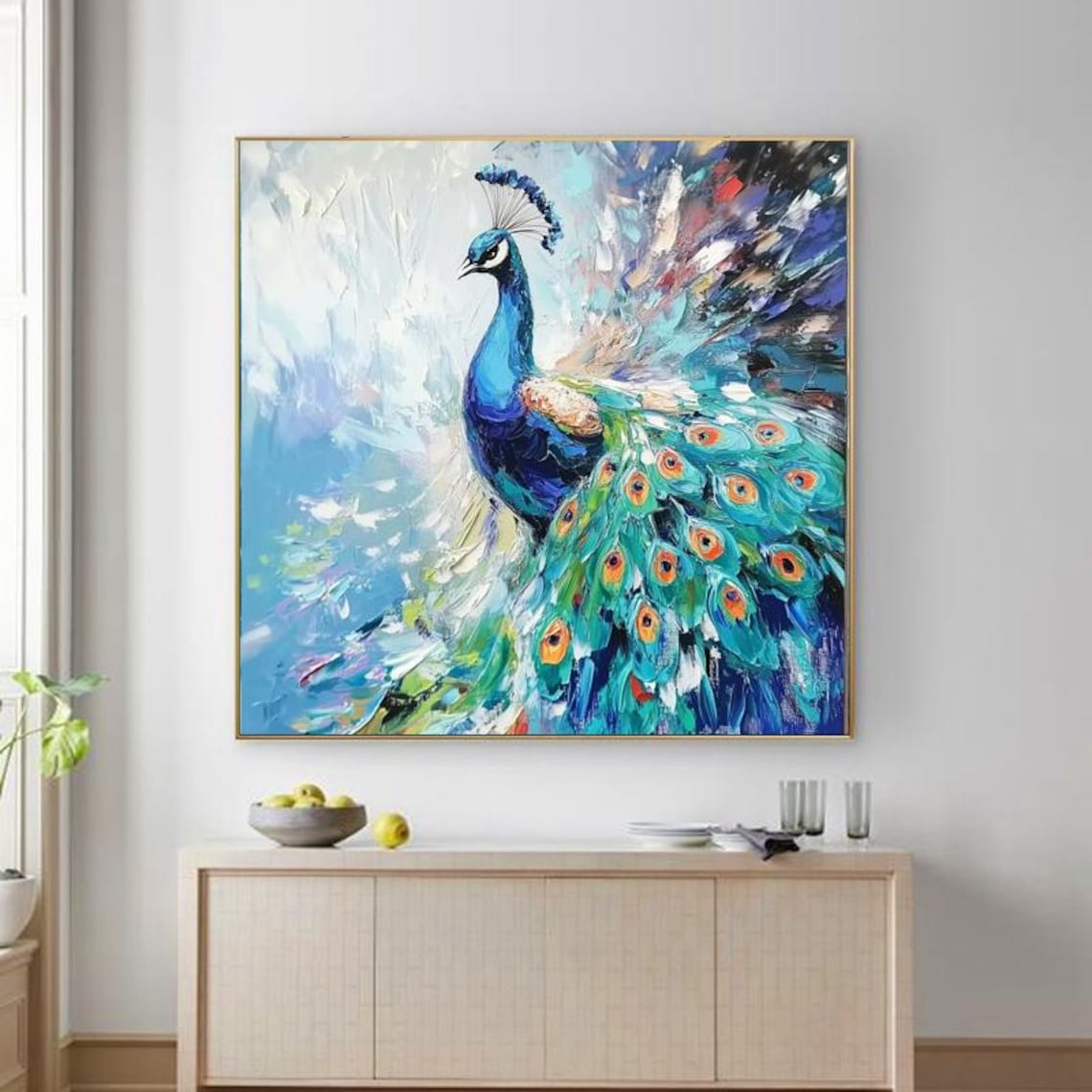 Impressionist Peacock Art Print, Colorful Display