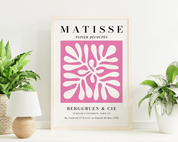 Matisse Exhibition Print Art Pink Paper Cut Outs French Abstract Art Abstract Wall Art Trendy Wall Art