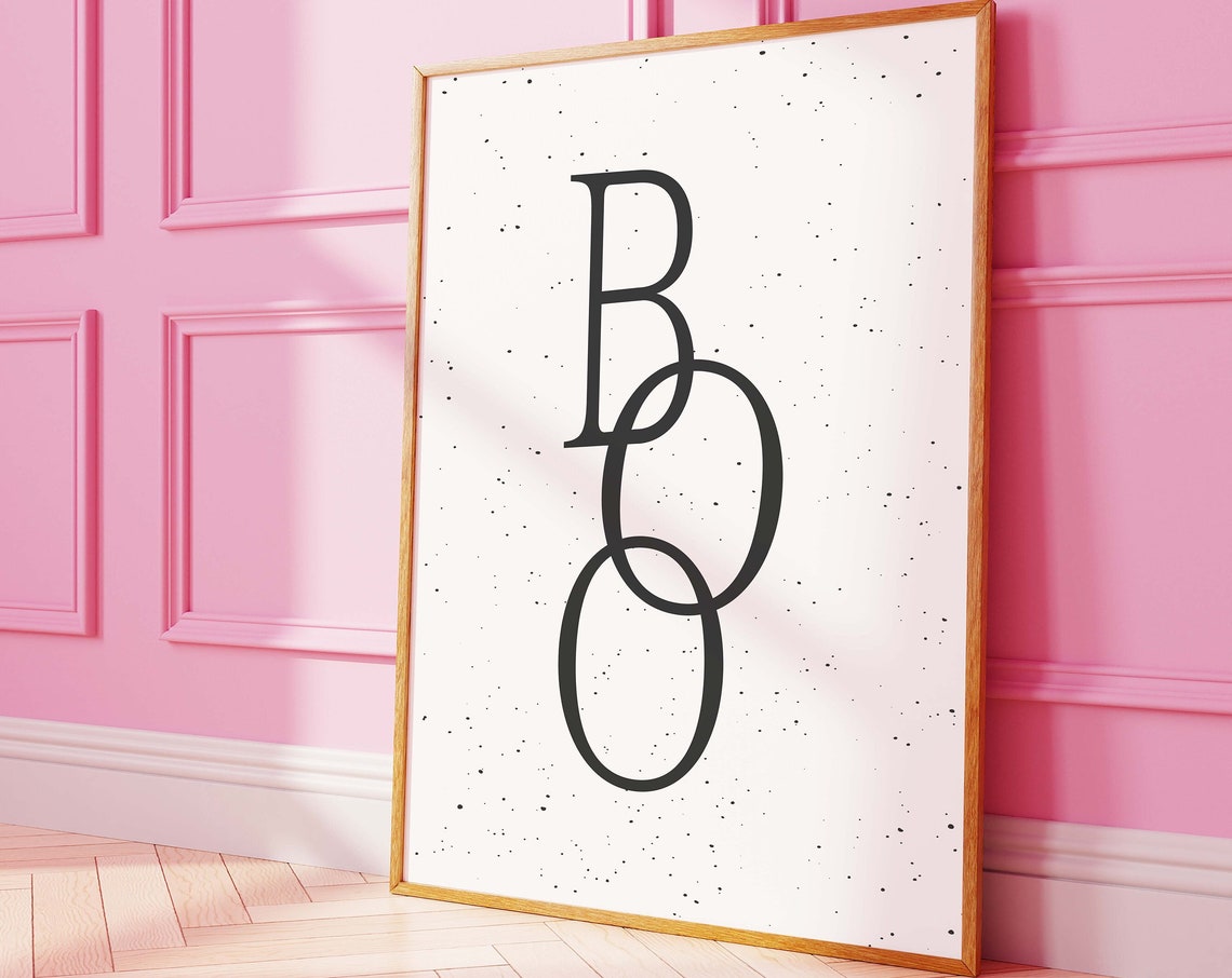 Boo Minimal Halloween Typography Speckled White Cream Art Poster