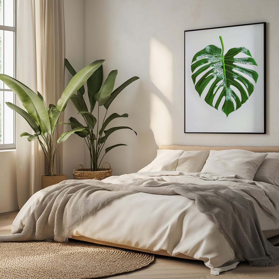 Single Green Monstera Leaf on White Minimal Botanical Art Poster - Image 5