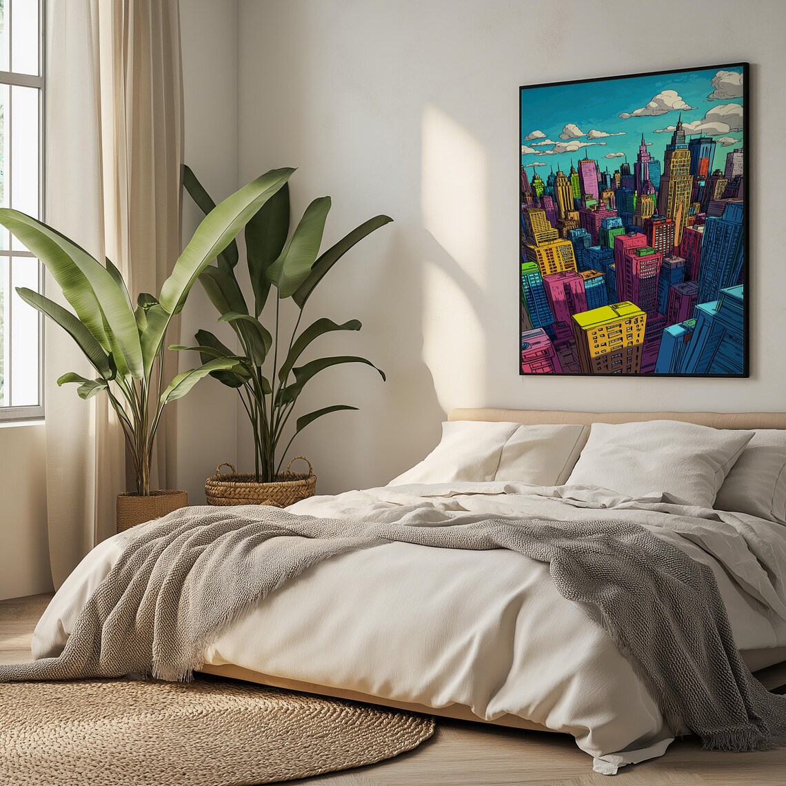 Colorful Pop Art New York City Skyline Urban Comic Style Poster - Image 5