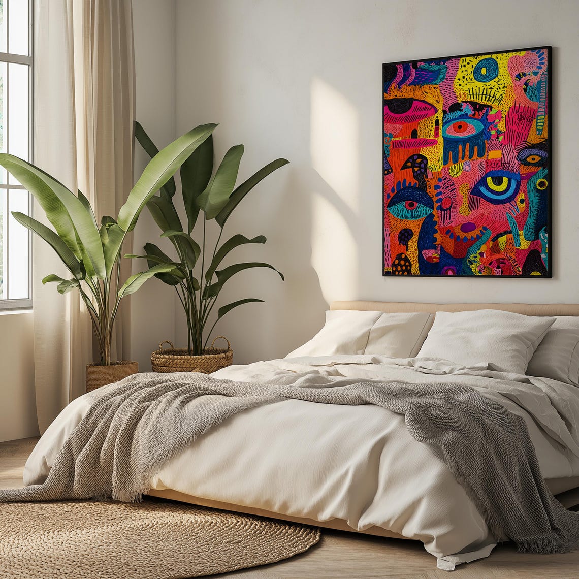 Psychedelic Colorful Trippy Eye Pattern Abstract Modern Boho Wall Art - Image 5