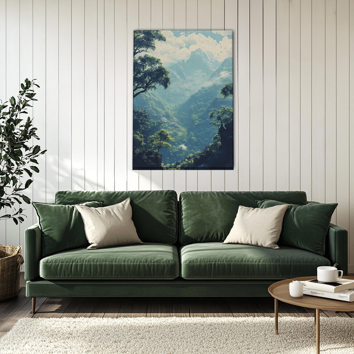Majestic Green Mountain Forest Valley Landscape Nature Poster - Image 3