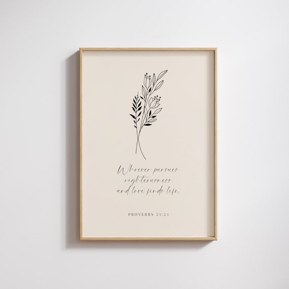 Proverbs 2121 Bible Verse Typography Poster