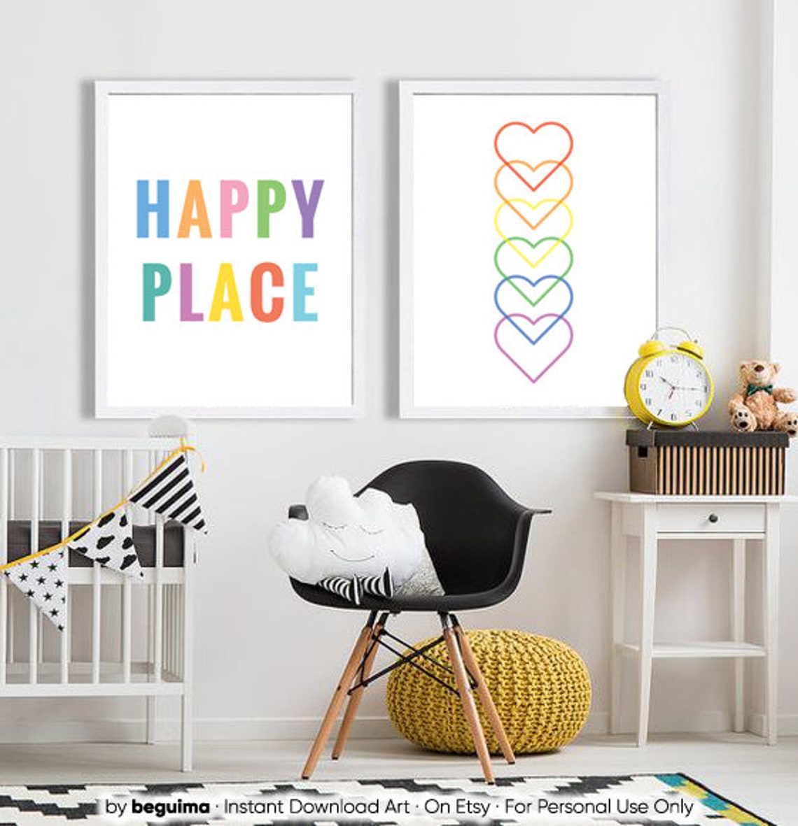 Happy Place Pastel Rainbow Letter Home Decor Typography Poster - Image 2