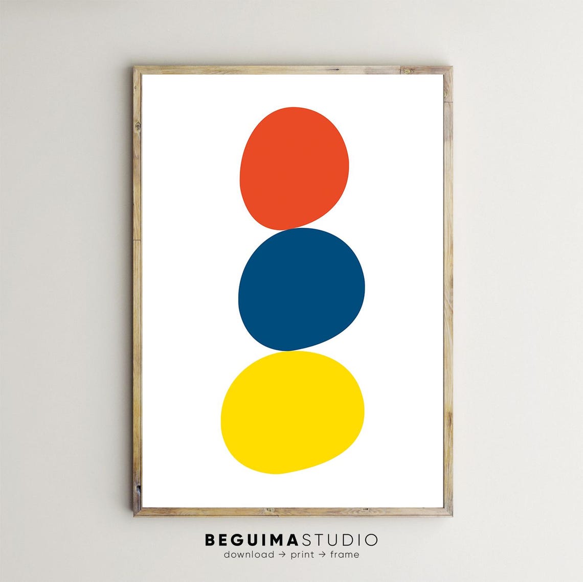 Mid Century Modern Colorful Oval Stack Abstract Geometric Poster