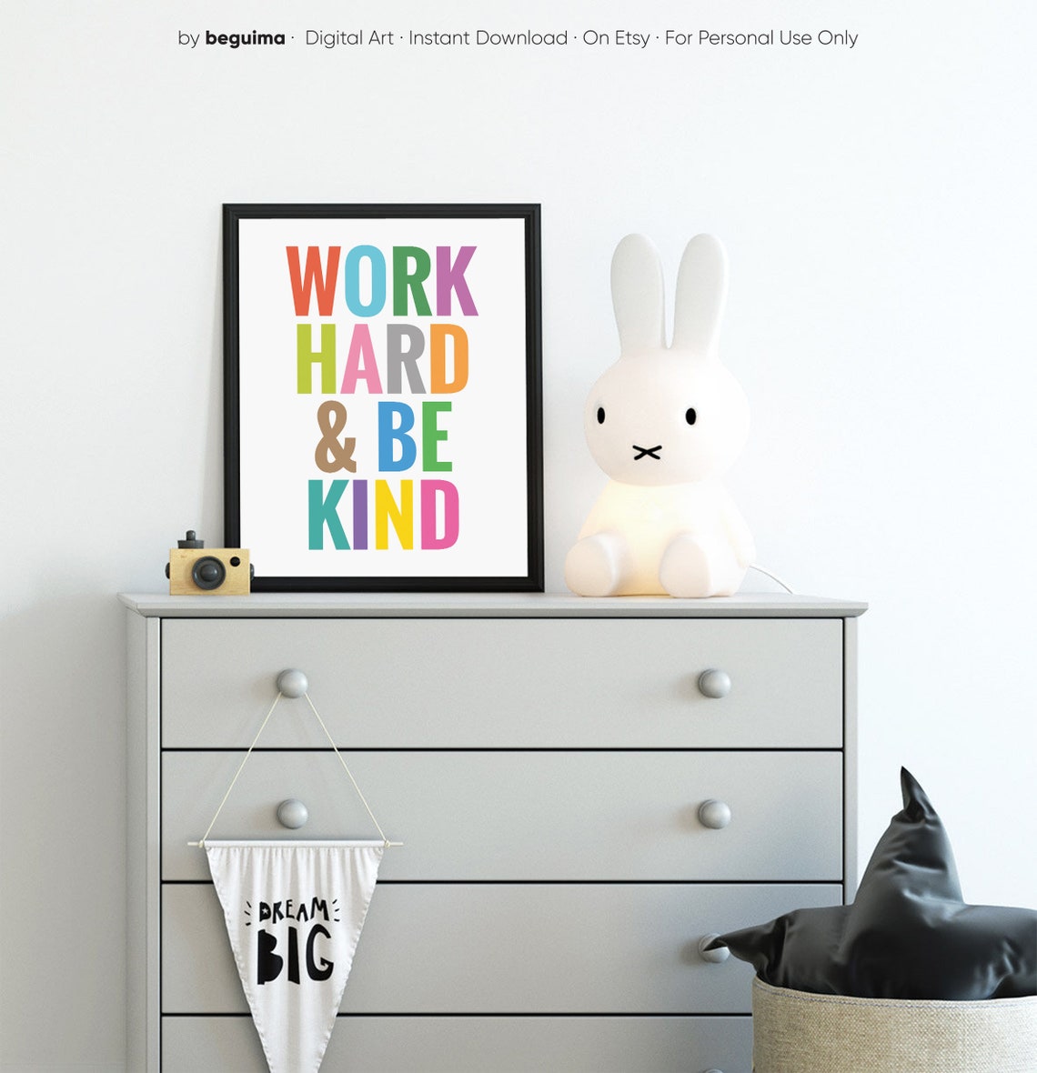 Work Hard and Be Kind Bold Colorful Classroom Motivation Poster - Image 3