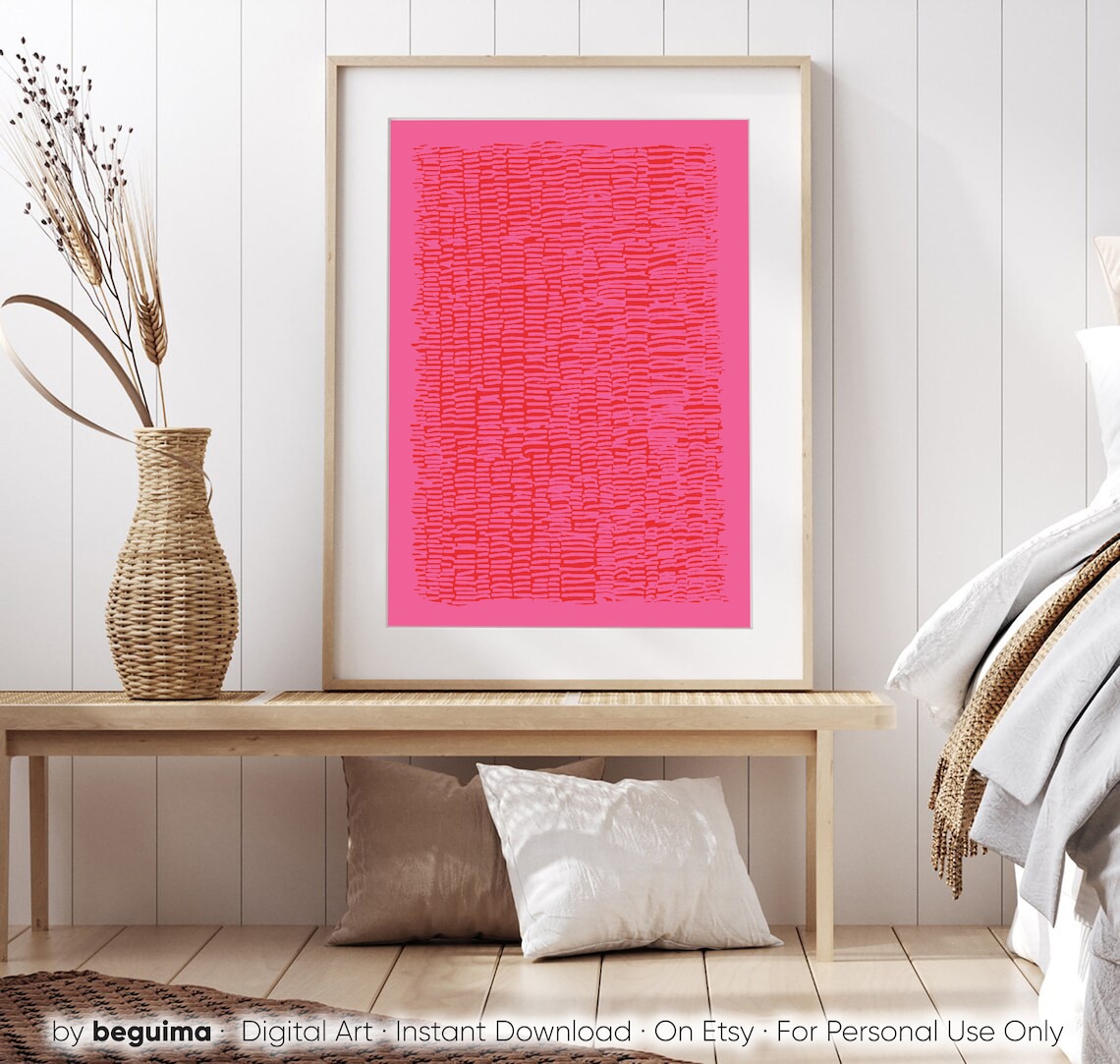 Pink Abstract Art Print, Modern Living Room Decor - Image 3