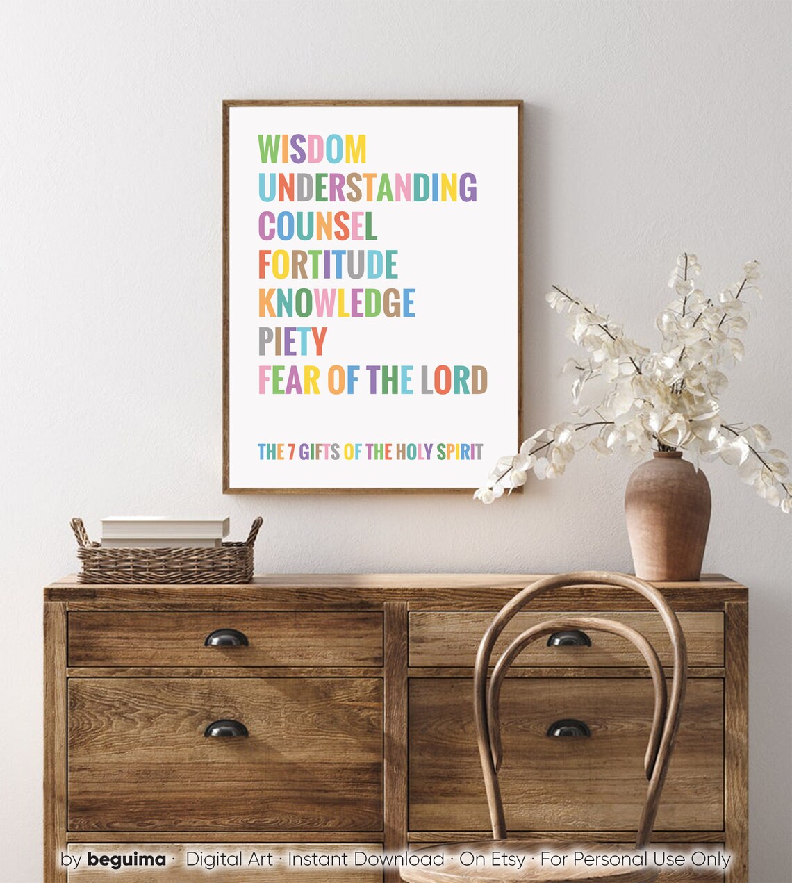 The 7 Gifts of the Holy Spirit Colorful Scripture List Poster - Image 4