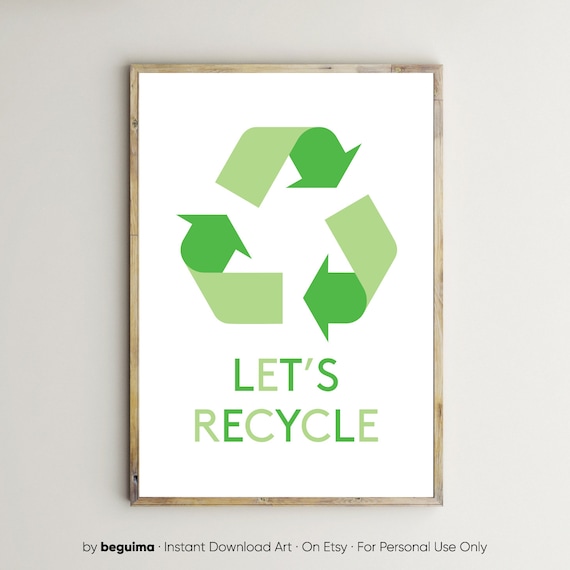 Recycling Symbol Poster, Kids Kitchen Decor
