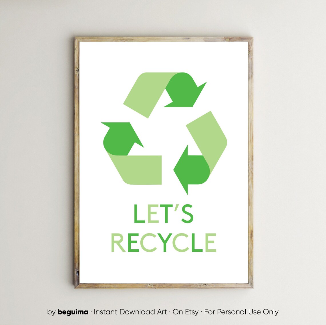 Recycling Symbol Poster, Kids Kitchen Decor