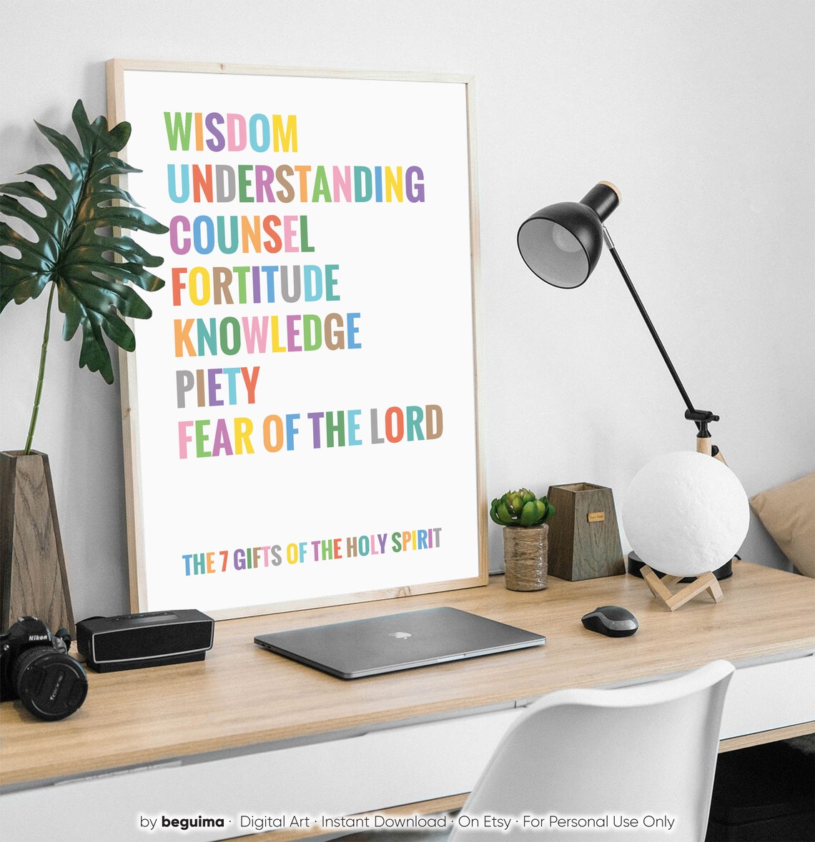 The 7 Gifts of the Holy Spirit Colorful Scripture List Poster - Image 3