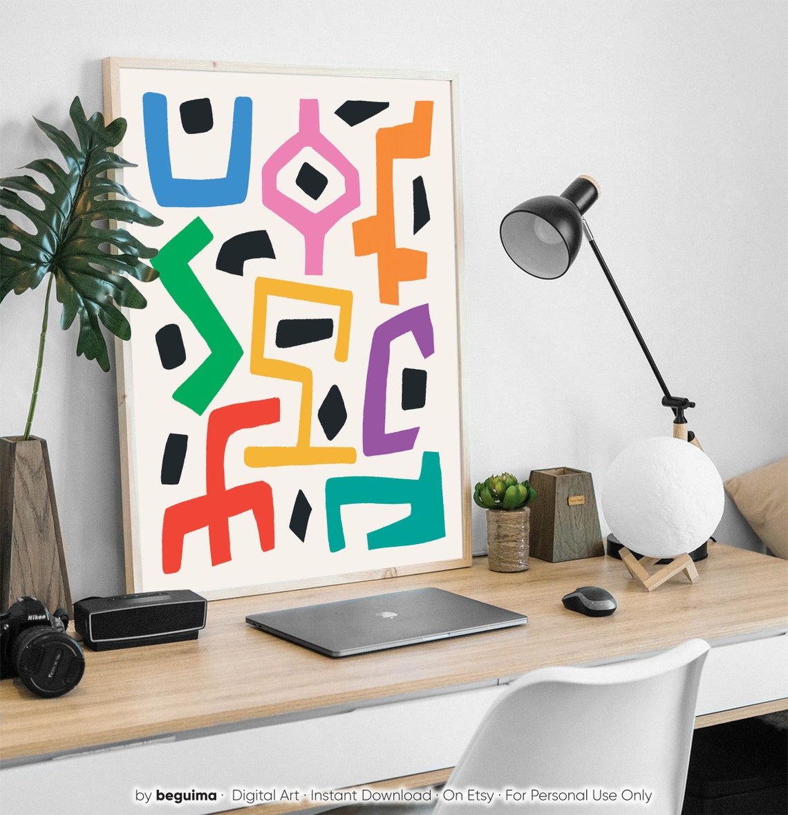 Colorful Tribal Geometric Abstract Modern Bright Statement Poster - Image 3