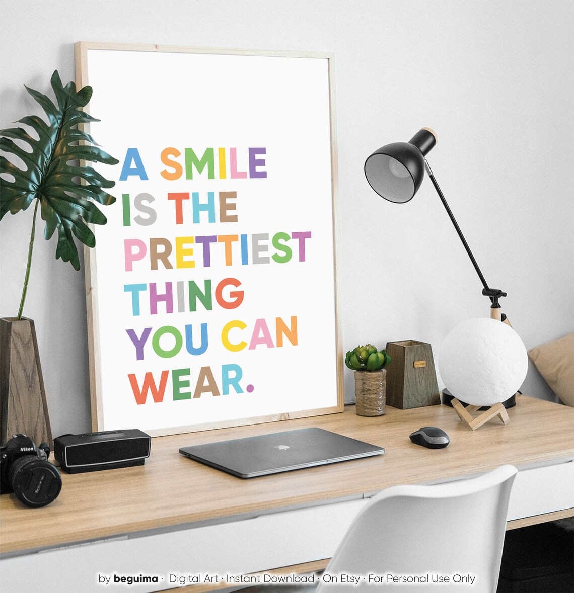 A Smile Is the Prettiest Thing You Can Wear Sweet Quote Poster - Image 2