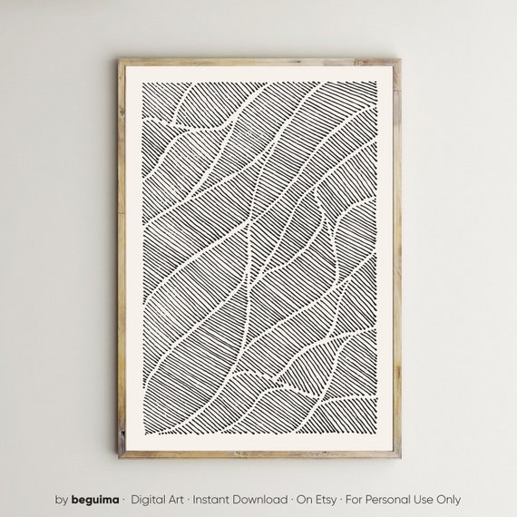 Modern Abstract Art Neutral Abstract Print Aesthetic Wall Art Lines Art Black And White Art Beige Cream Instant