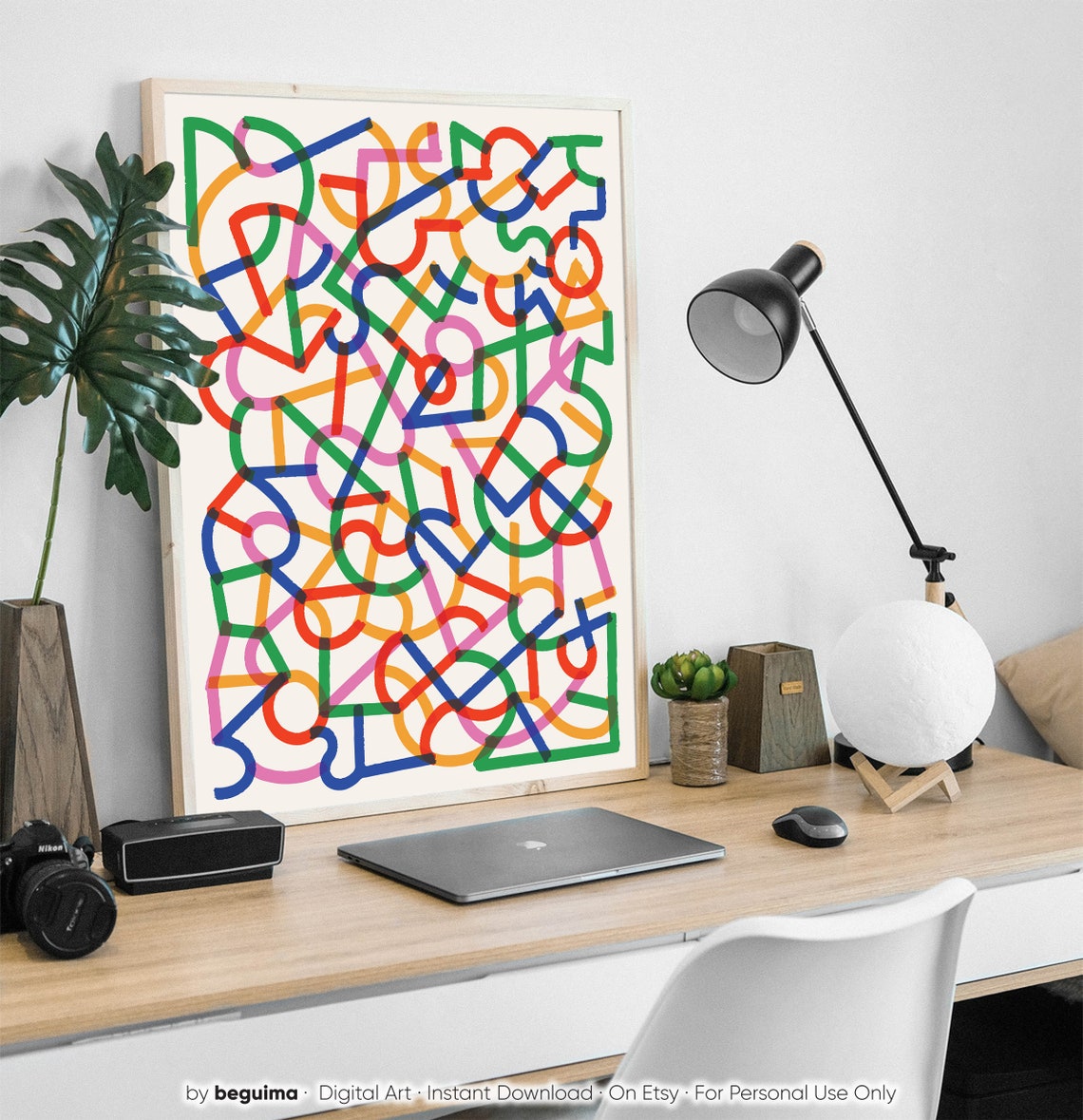 Playful Overlapping Colorful Squiggle Shapes Abstract Poster - Image 3