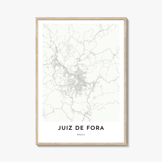 Juiz De Fora Brazil Minimalist Street Map Poster In Soft White Tones