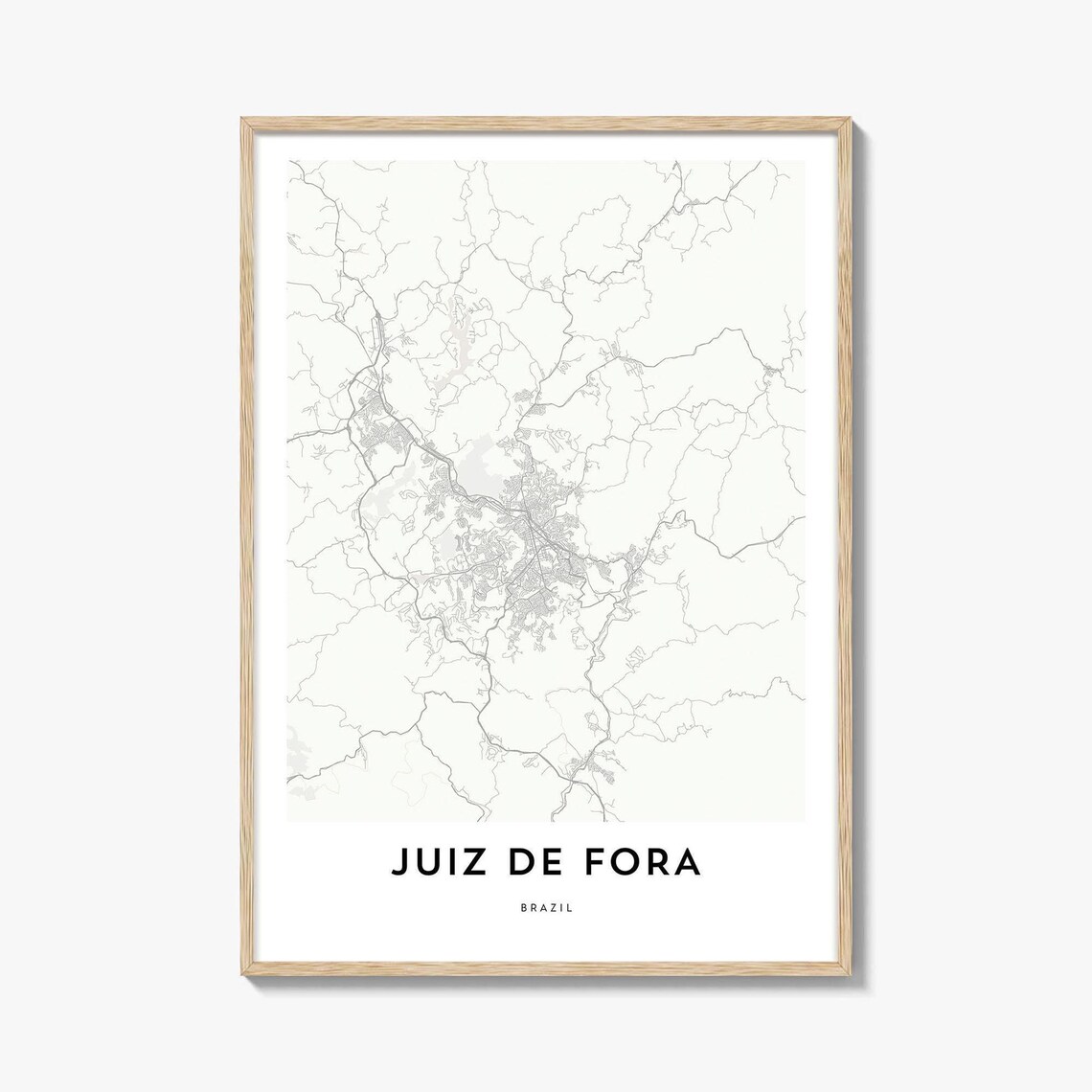 Juiz De Fora Brazil Minimalist Street Map Poster In Soft White Tones